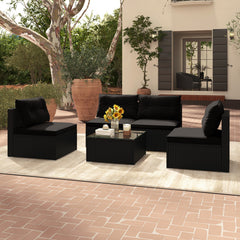 5-Piece Outdoor Patio Furniture Set with Cushions and Coffee Table