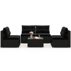 5-Piece Outdoor Patio Furniture Set with Cushions and Coffee Table