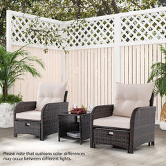 5 Piece Patio Conversation Set Outdoor Rattan Sofa Set with Coffee Table