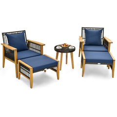 5 Piece Patio Furniture Set with Coffee Table and 2 Ottomans