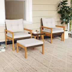 5 Piece Rattan Furniture Set with Square Coffee Table