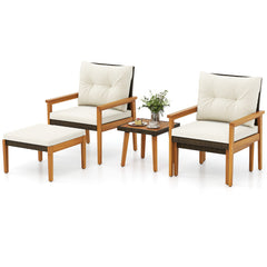 5 Piece Rattan Furniture Set with Square Coffee Table