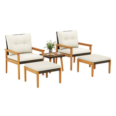 5 Piece Rattan Furniture Set with Square Coffee Table