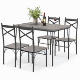 5 Pieces Dining Table Set with Metal Frame for Kitchen Dining Room