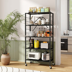 5-Tier Foldable Storage Shelf with Wheels