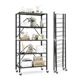 5-Tier Foldable Storage Shelf with Wheels