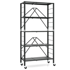 5-Tier Foldable Storage Shelf with Wheels