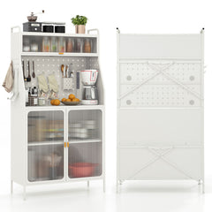 5-Tier Metal Baker's Rack with See-through Flip-up Door and Pegboard