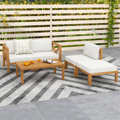 5 Piece Outdoor Conversation Furniture Set with 3 Chairs 1 Ottoman and 1 Coffee Table