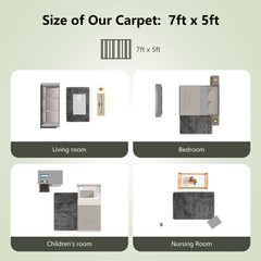 5 x 7 Feet Modern Rectangular Soft Shag Area Rug for Living Room Bedroom