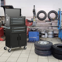 6-Drawer Rolling Tool Storage Chest Cabinet with Universal Wheels and Hooks