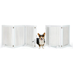 Freestanding 6-Panel Dog Gate with 4 Support Feet for Stairs