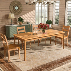 6-Person Outdoor Acacia Wood Rectangular Bistro Dining Table