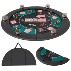 Portable 48 Inch 6-Player Foldable Poker Table Top Round Game Mat