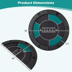 Portable 48 Inch 6-Player Foldable Poker Table Top Round Game Mat