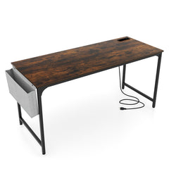 60 Inch Computer Desk with Charging Station Storage Bag