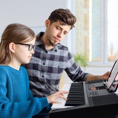 61-Key Electronic Keyboard Piano with 3 Teaching Modes, LED Display and Dual Keyboard