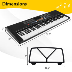 61-Key Electronic Keyboard Piano with 3 Teaching Modes, LED Display and Dual Keyboard