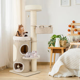 61 Inches Cat Tree for Indoor Cats with 2-stoery Condo and Top Perch