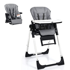 4-in-1 High Chair–Booster Seat with Adjustable Height and Recline In Gray