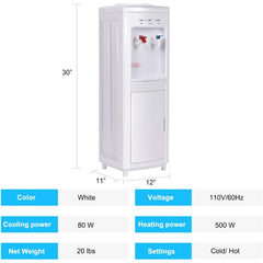 5 Gallons Hot and Cold Water Cooler Dispenser with Child Safety Lock