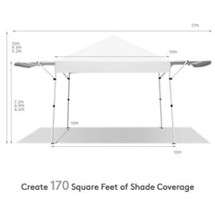 17 x 10 Feet Foldable Pop Up Canopy with Adjustable Dual Awnings