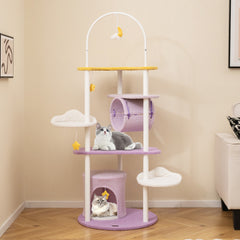 62 Inches Large Cat Tower with Metal Frame and Jumping Platforms