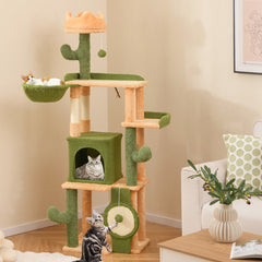 63 Inch Cactus Cat Tree with Sisal Scratching Posts and Board for Indoor Cats
