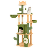 63 Inch Cactus Cat Tree with Sisal Scratching Posts and Board for Indoor Cats