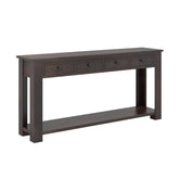 63 Inches Farmhouse Entryway Table with 4 Storage Drawers and Open Shelf