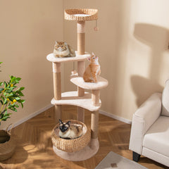 59 Inches Cat Tree with Perch and Soft Hammock for Indoor Cats