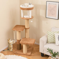 65 Inches Tall Cat Tree with Self-groomer and Removable Cat Bed