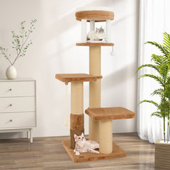 65 Inches Tall Cat Tree with Self-groomer and Removable Cat Bed