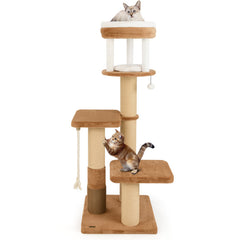 65 Inches Tall Cat Tree with Self-groomer and Removable Cat Bed