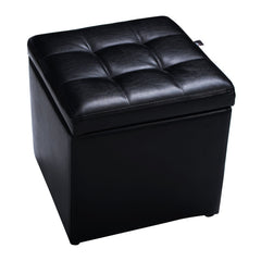 16 Inch Ottoman Pouffe with Hinge Top for Storage