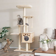 67 Inch Modern Cat Tree Tower with Top Perch and Sisal Rope Scratching Posts