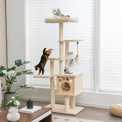67 Inch Modern Cat Tree Tower with Top Perch and Sisal Rope Scratching Posts