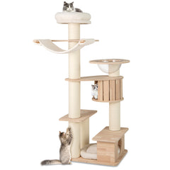 69 Inches Tall Cat Tree with Cozy Top Perch and Washable Plush Cushions