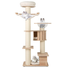 69 Inches Tall Cat Tree with Cozy Top Perch and Washable Plush Cushions
