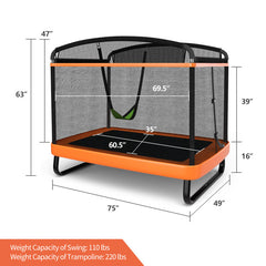 6 Feet Kids Entertaining Trampoline with Swing Safety Fence