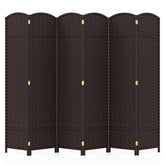6-Panel Room Divider 5.6 FT Tall Folding Privacy Screen with Hand-woven Texture