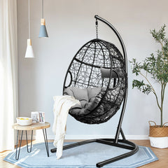 Indoor/Outdoor Hanging Cushioned Hammock Chair with Stand