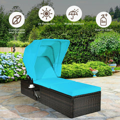 Outdoor Chaise Lounge Chair with Folding Canopy