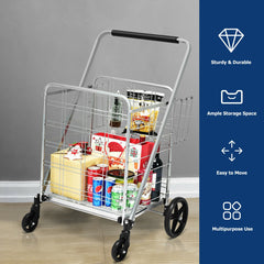 Heavy Duty Folding Utility Shopping Double Cart