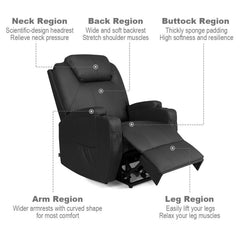 PU Leather Power Lift Recliner Chair with Massage and Heat for Elderly
