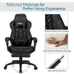 Adjustable Gaming Chair with Footrest for Home Office