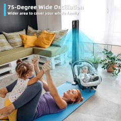 40 Inch Tower Fan with Remote 75? Oscillating Fan with 3 Wind Modes and 4 Wind Speeds