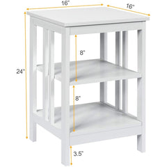 3-Tier Nightstand Set of 2 with Reinforced Bars and Stable Structure