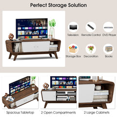 Sliding Door TV Stand with Adjustable Shelf for TVs up to 55 Inch