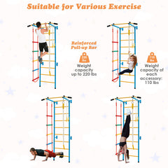 5 In 1 Kids Indoor Gym Playground Swedish Wall Ladder